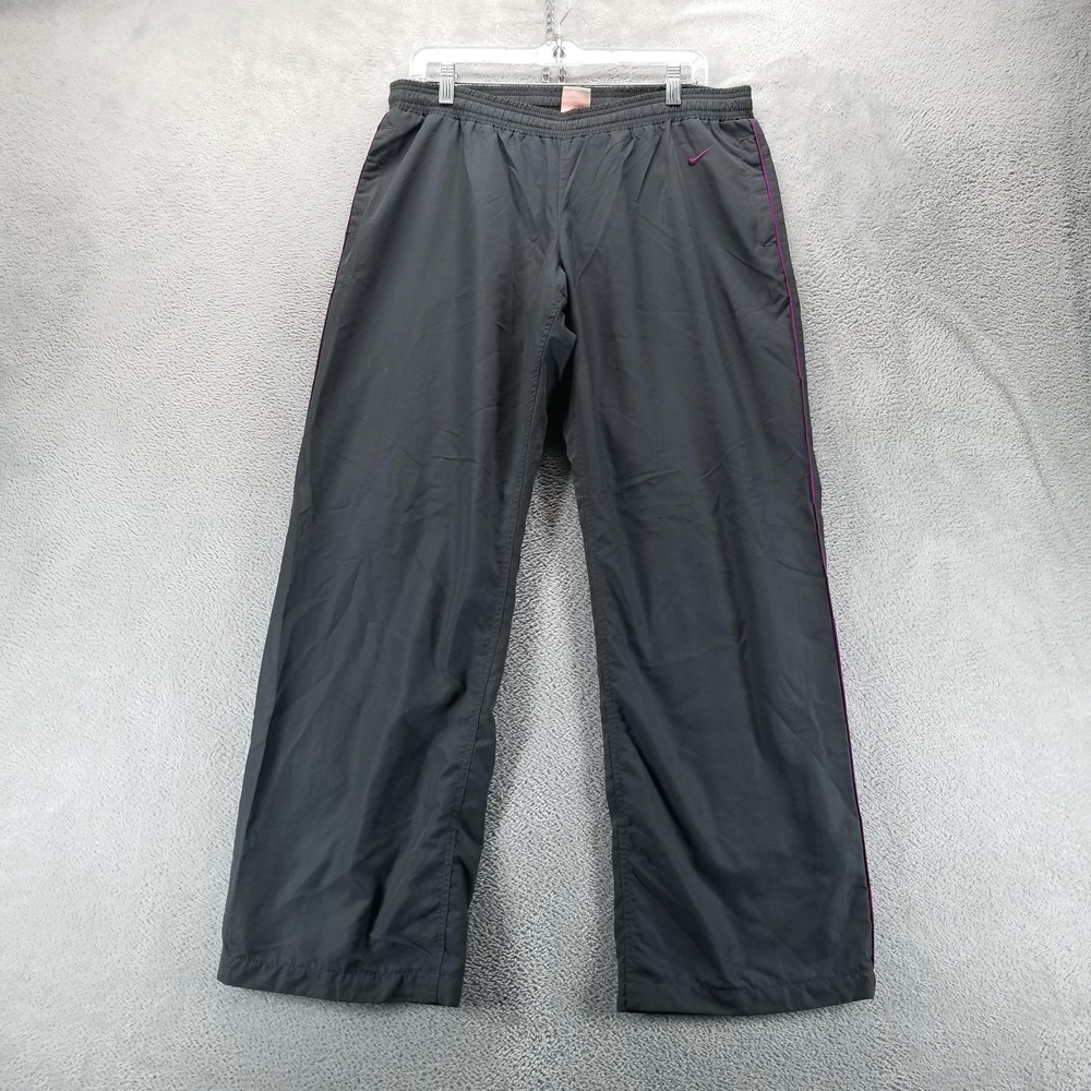 Nike Pants Womens‎ L Gray Track Lined Pockets Drawstring Gym Workout